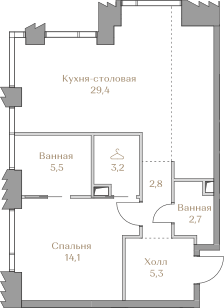 Квартира с 1 спальней 63 м2 в ЖК Luzhniki Collection