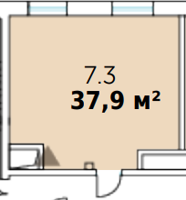 Планировка Апартаменты с 1 спальней 37.9 м2 в ЖК Verdi 