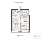 Планировка Квартира с 1 спальней 40.1 м2 в ЖК Stories