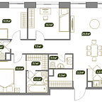 Планировка Квартира с 4 спальнями 100 м2 в ЖК Собрание клубных домов West Garden 