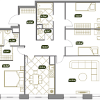 Планировка Квартира с 4 спальнями 115.7 м2 в ЖК Собрание клубных домов West Garden 