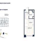 Планировка Квартира с 1 спальней 29.47 м2 в ЖК 1-й Нагатинский