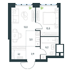 Планировка Квартира с 1 спальней 38.2 м2 в ЖК Level Южнопортовая