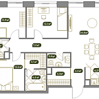 Планировка Квартира с 4 спальнями 95.8 м2 в ЖК Собрание клубных домов West Garden 