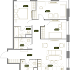 Планировка Квартира с 4 спальнями 91.8 м2 в ЖК Собрание клубных домов West Garden 